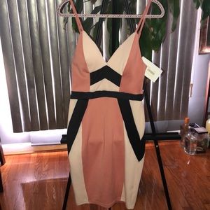 Pink color block mini dress
